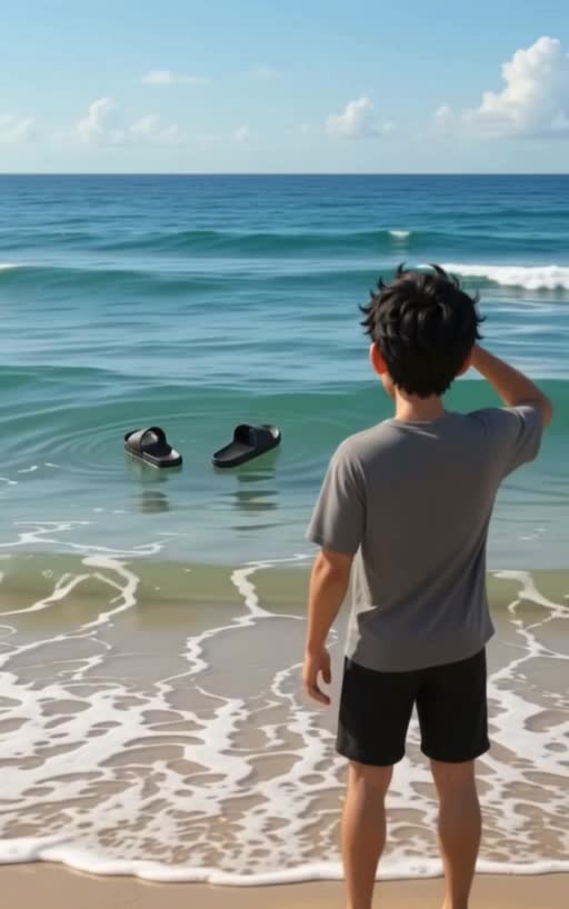 KLIPBACK campaign character watching his slides drift away in the sea